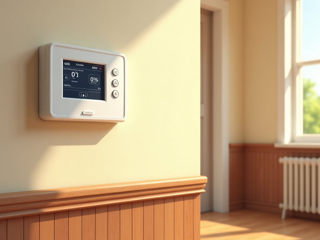 A certified hvac installer checking connections on a hybrid heat pump unit mounted outside a brick twin home in Drexel Hill on a clear fall day