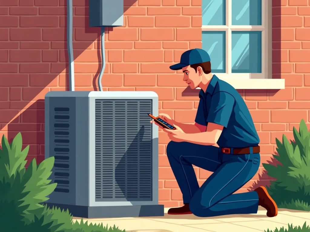An HVAC technician checking a residential AC disconnect box during an air conditioning help near me service call in Drexel Hill.